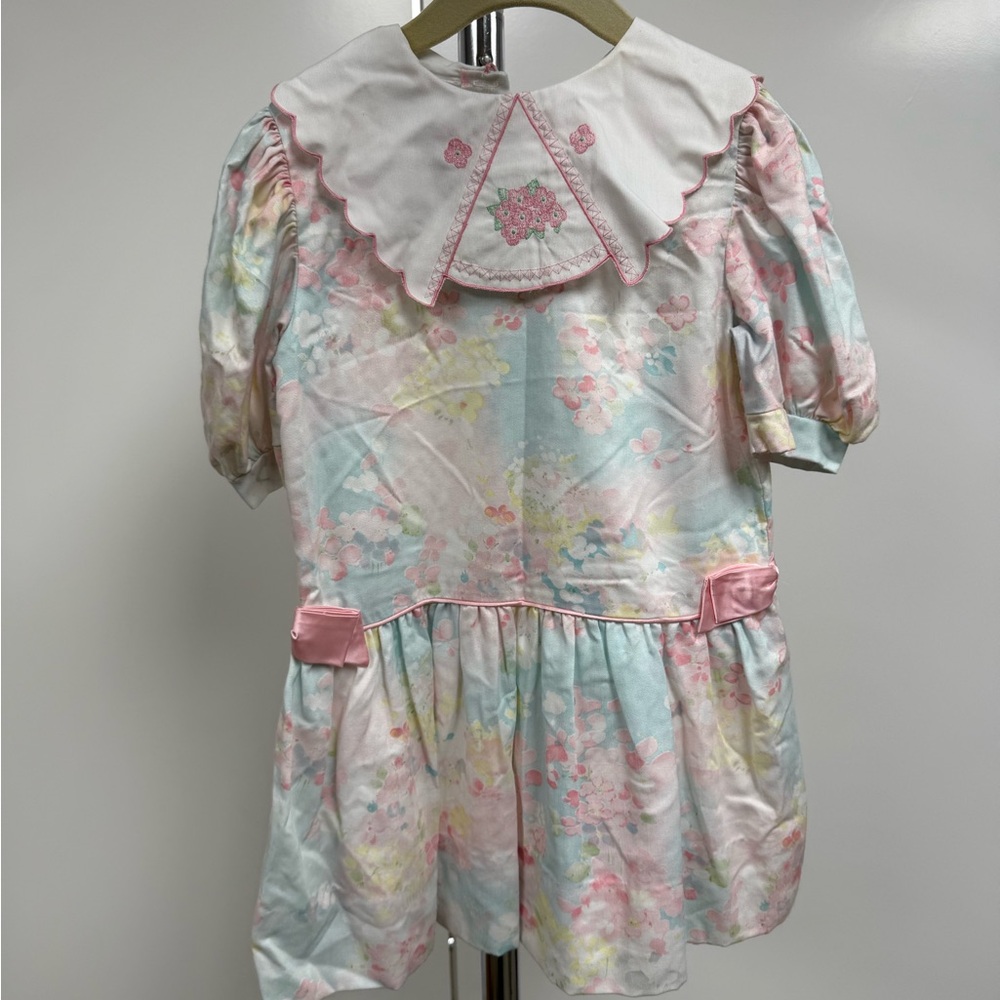 Pastel Floral Baby Dress with Peter Pan Collar